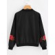 Morning Day Flower Embroidery In Long Sleeve Bomber 