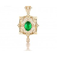    Natural Green Oval Emerald Oval with 18k yellow gold
